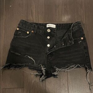 Zara Distressed Black Jean Shorts size US 4, like new worn once